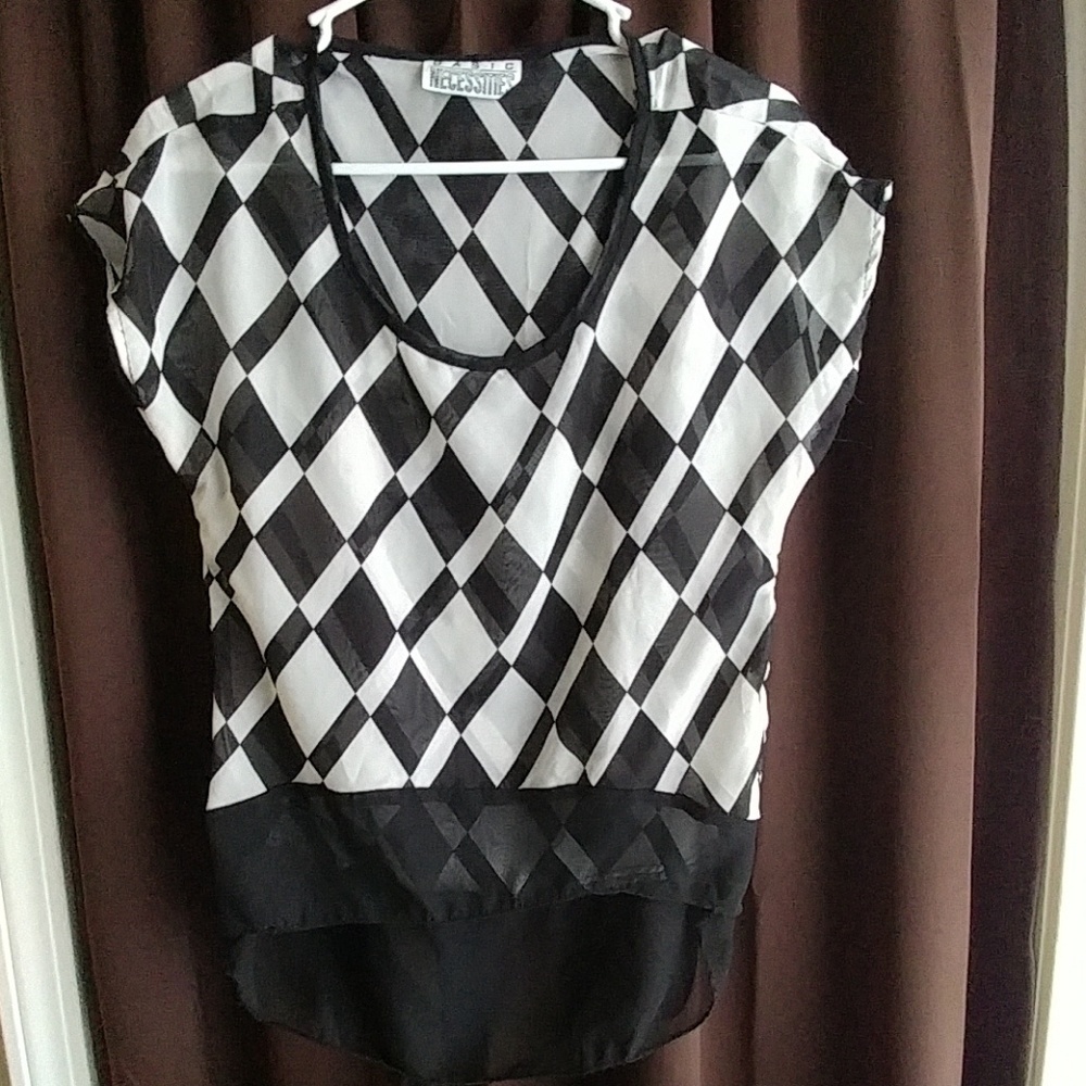 Black and White sheer dress shirt